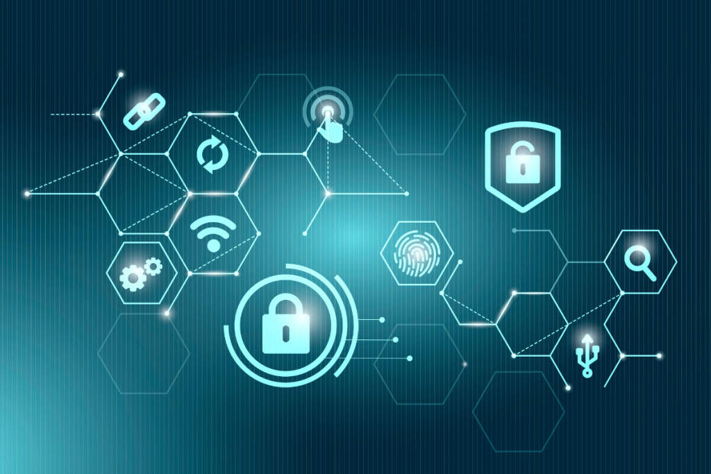 A graphical network map showing network security components connected to each other, used to depict why network security is essential in the digital age